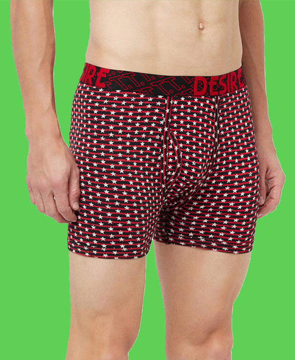 T.T. Mens Desire Printed Long Top Elastic TrunkPack Of 3 Black-Navy-Maroon