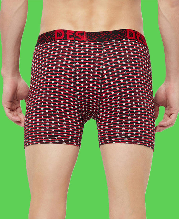 T.T. Mens Desire Printed Long Top Elastic TrunkPack Of 3 Black-Navy-Maroon