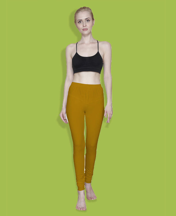 T.T. Women Solid Chudidar Cotton Lycra Cool Leggings -Saffron