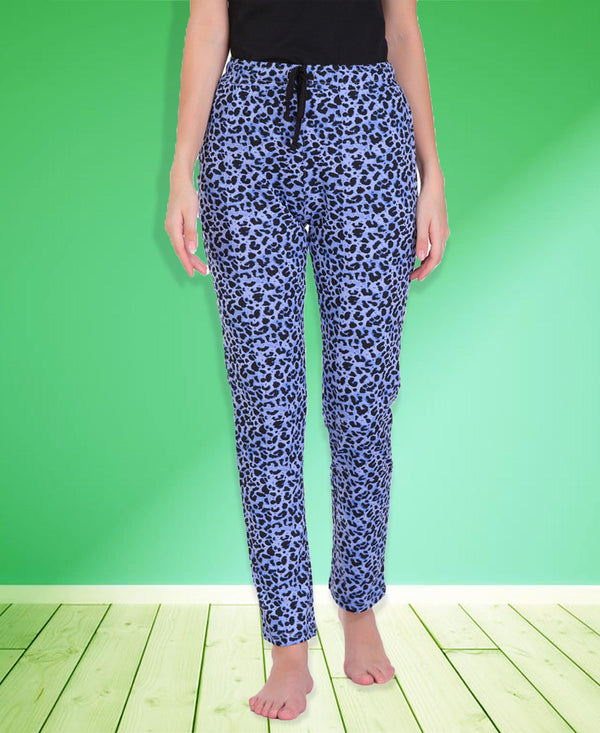 HiFlyers Women Comfort FitPrinted Cotton Pyjama Sky Blue