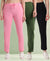 T.T. Women Regular Fit Poly Jersey Solid Trackpant Pack Of 3-Black-Olive-Pink