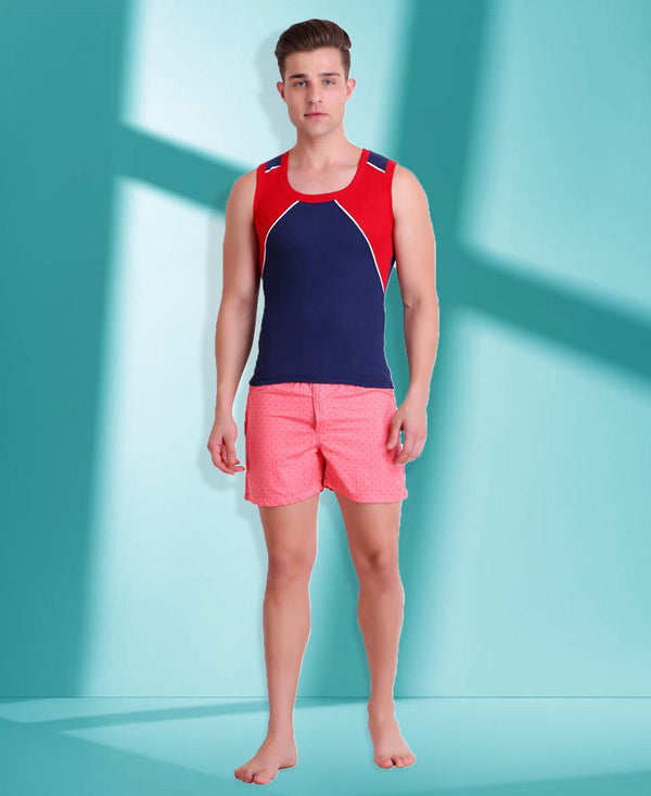 T.T. Men Titanic Designer Gym Vest Pack Of 2 (Blue - Grey)