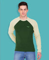 HiFlyers Men Round Neck Full Sleeve Cut & Sew Green T-Shirt
