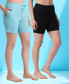 T.T. Women Regular Fit Poly Jersey Solid Short Pack Of 2-Black-Turquoise