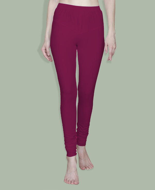 T.T. Women Solid Chudidar Cotton Lycra Cool Leggings -Bright Rane