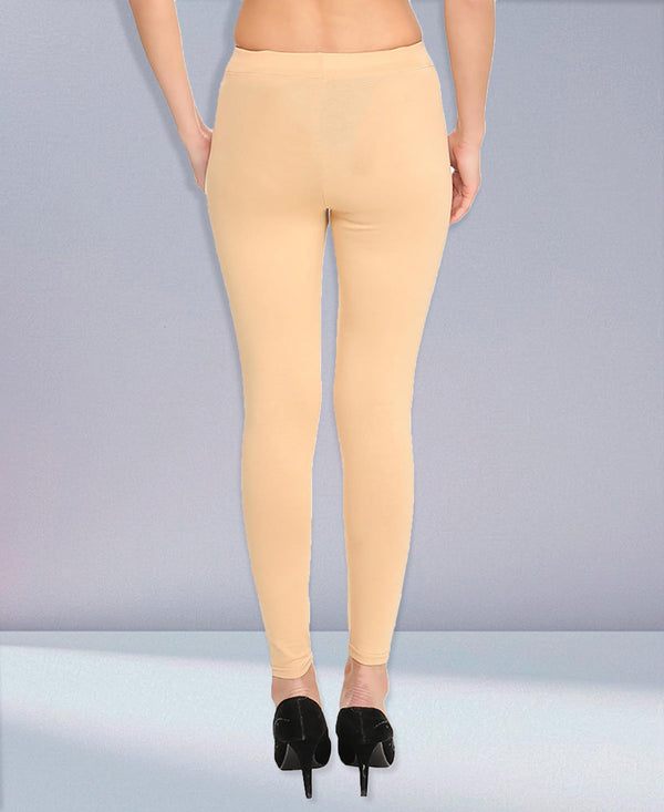 HiFlyers Women Beige Ankle Length Leggings/Yoga Pant