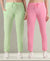 T.T. Women Regular Fit Poly Jersey Solid Trackpant Pack Of 2-Green-Pink