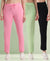 T.T. Women Regular Fit Poly Jersey Solid Trackpant Pack Of 3-Black-Green-Pink
