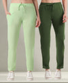 T.T. Women Regular Fit Poly Jersey Solid Trackpant Pack Of 2-Olive-Green