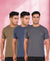 HiFlyers Men Slim Fit Pack Of 3 Premium Rn T-Shirt Anthra -Blue -Olive