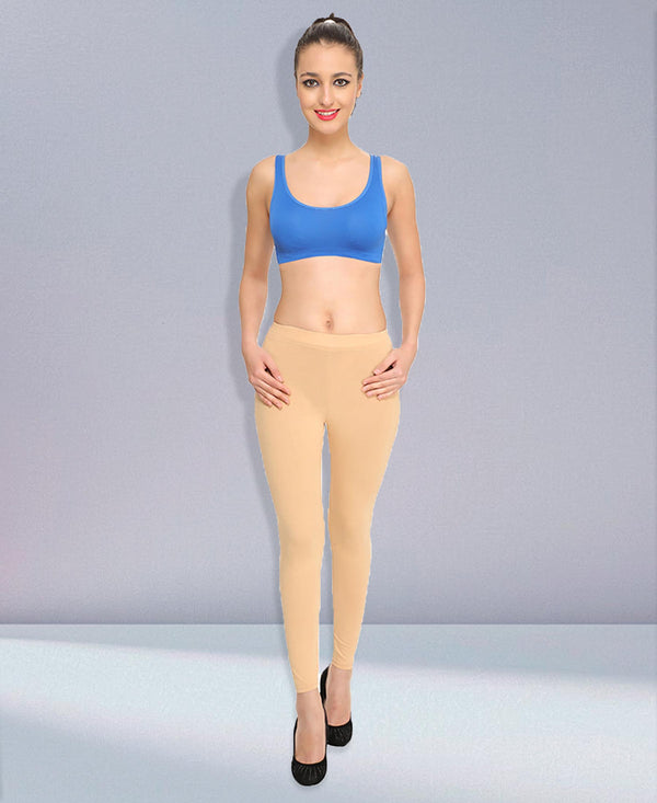 HiFlyers Women Beige Ankle Length Leggings/Yoga Pant