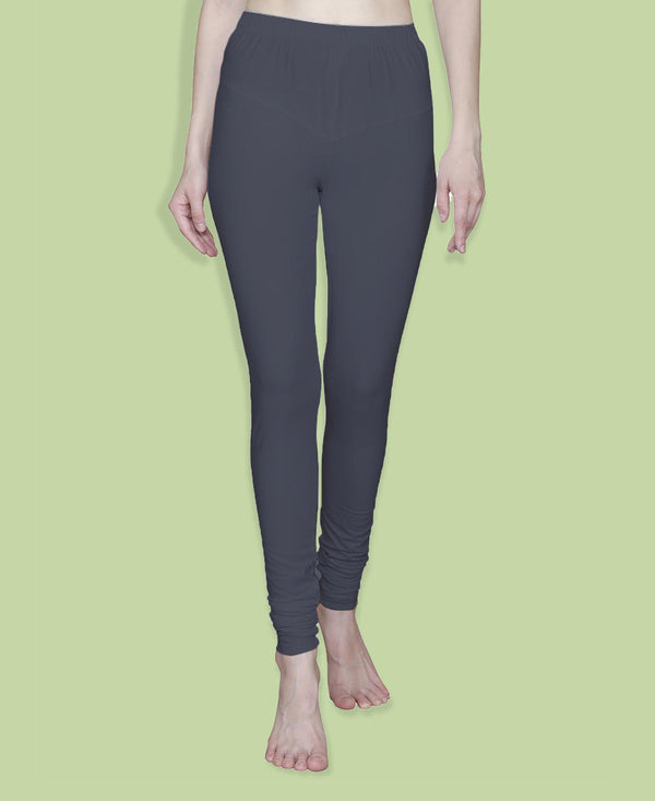 T.T. Women Solid Chudidar Cotton Lycra Cool Leggings -Charcoal