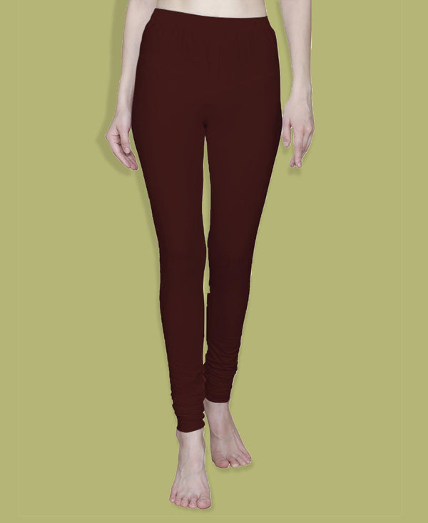 T.T. Women Solid Chudidar Cotton Lycra Cool Leggings -Bright Rane - Burgandy( Free Size)