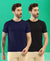 T.T. Men Slim Fit Poly Jersey Round Neck Half Sleeve T-Shirt Pack Of 2 Black-Navy