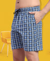 T.T. Men Regular Fit Cotton Polyster Printed Short With Zip Pocket Pack Of 1-Royal Blue