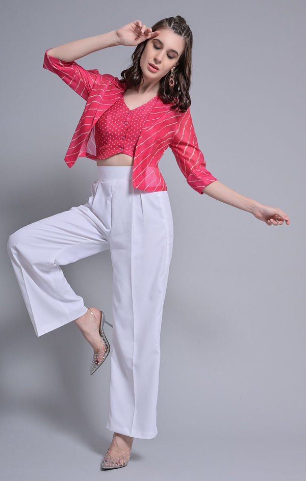 Pink waistcoat with blazer trouser