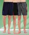 T.T. Men Regular Fit Poly Jersey Cut And Sew Bermuda Short Pack Of 3-Black-Grey-Navy