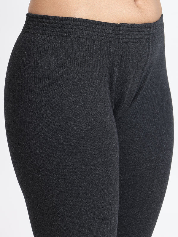 T.T. Women Regular Fit Cotton Rich With Elastomeric Finish Thermal Trouser Pack Of 3-Black