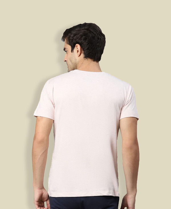T.T. Men’S Organic Cotton T-Shirt|Melange Slim Fit Tees For Men | Round Neck|Regular Fit|Anti-Bacterial & Lightweight | Ideal For Gym/Sports Activities|Peach