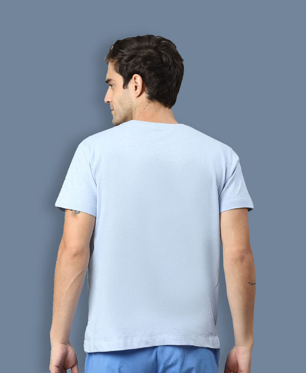 T.T. Men’S Organic Cotton T-Shirt|Melange Slim Fit Tees For Men | Round Neck|Regular Fit|Anti-Bacterial & Lightweight | Ideal For Gym/Sports Activities|Blue