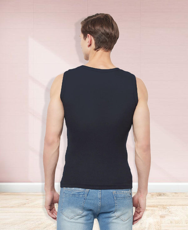 T.T. Men Cool Cotton Printed Regular Fit Round Neck Muscle Tees Pack Of 1 Navy