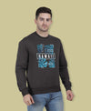 Hiflyers Men|Regular Fit|Chest Printed Cotton Fleece|Soft Stylish Casual Winter Wear Sweatshirt|Charcoal-P5