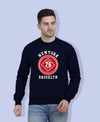 Hiflyers Men|Regular Fit|Chest Printed Cotton Fleece|Soft Stylish Casual Winter Wear Sweatshirt|Navy-P12
