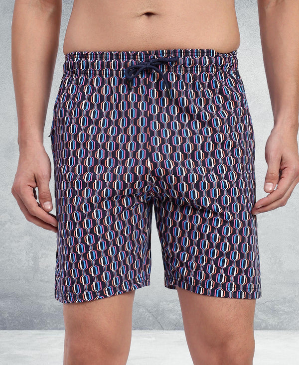 T.T. Men Regular Fit Cotton Polyster Printed Short With Zip Pocket Pack Of 1-Purple