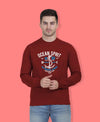 Hiflyers Men|Regular Fit|Chest Printed Cotton Fleece|Soft Stylish Casual Winter Wear Sweatshirt|Maroon-P10