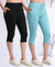 T.T. Women Regular Fit Poly Jersey Solid Capri Pack Of 2-Black-Turquoise