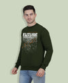 Hiflyers Men|Regular Fit|Chest Printed Cotton Fleece|Soft Stylish Casual Winter Wear Sweatshirt|Olive-P13