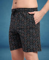 T.T. Men Regular Fit Cotton Polyster Printed Short With Zip Pocket Pack Of 1-Black