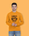 Hiflyers Men|Regular Fit|Chest Printed Cotton Fleece|Soft Stylish Casual Winter Wear Sweatshirt|Mustard-P11