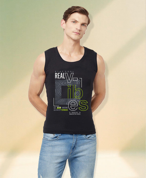 T.T. Men Printed Muscle Tees Pack Of 1 Black