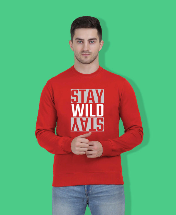 Hiflyers Men|Regular Fit|Chest Printed Cotton Fleece|Soft Stylish Casual Winter Wear Sweatshirt|Red-P15
