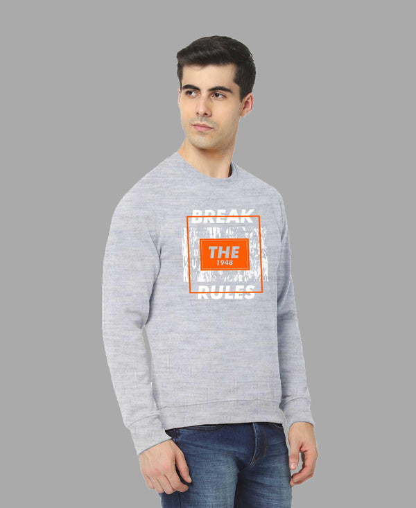 Hiflyers Men|Regular Fit|Chest Printed Cotton Fleece|Soft Stylish Casual Winter Wear Sweatshirt|Grey-P8