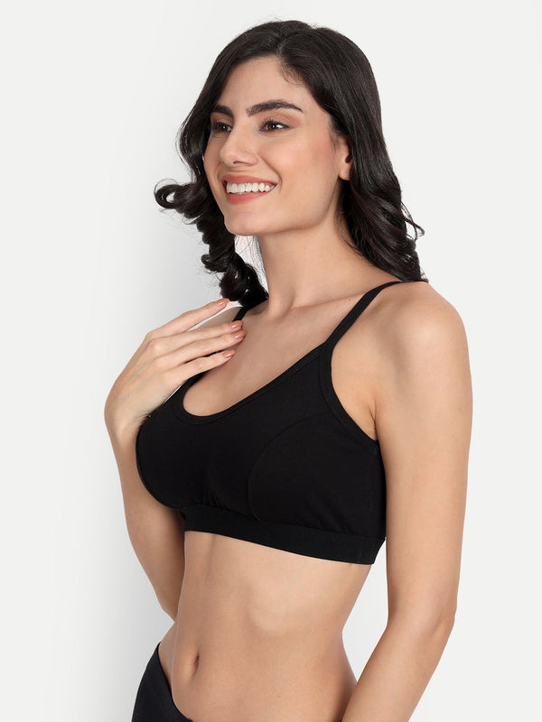 T.T. Women Black Double Cup Solid Sports Bra