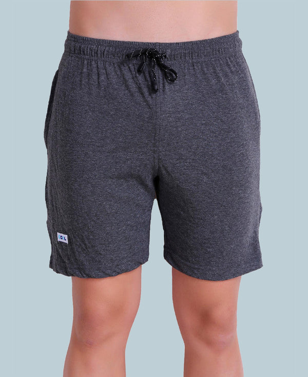 T.T. Men Solid Cotton Shorts Pack Of 3 Anthra-Black-Air