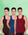 T.T. Men Solid Pack Of 3 Dyed Vest Assorted