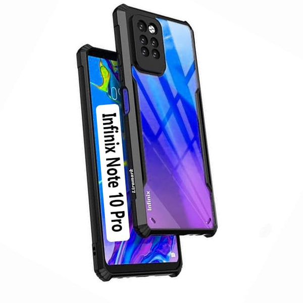 Mobielectro Camera Bump Protection | Slim Stylish 360 Protection Design |Crystal Clear | Shockproof Eagle Back Cover for Infinix Note 10 Pro- Black