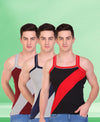 T.T. Men DesignerGym Vest Pack Of 3 Black-Red -Grey-Navy -Maroon-Grey