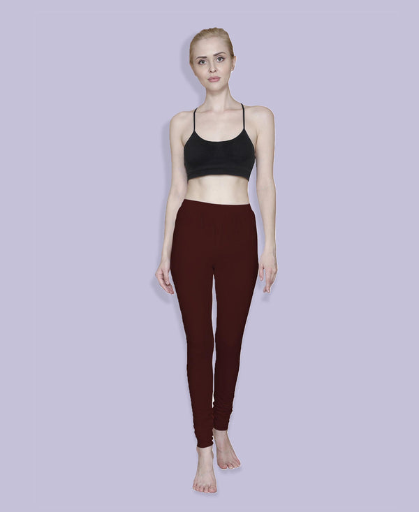 T.T. Women Solid Chudidar Cotton Lycra Cool Leggings -Chocolate