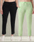 T.T. Women Regular Fit Poly Jersey Solid Trackpant Pack Of 2-Black-Green