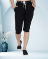 T.T. Women Solid Cotton Capri Black