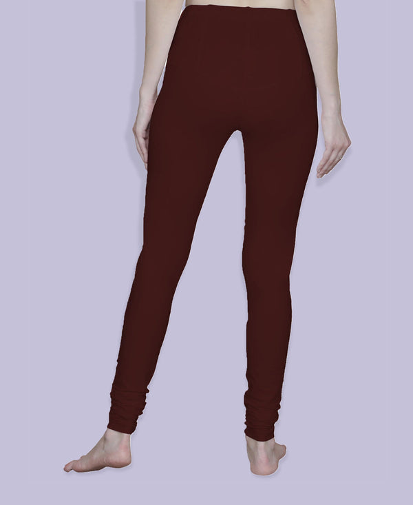 T.T. Women Solid Chudidar Cotton Lycra Cool Leggings -Chocolate