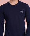 HiFlyers Men Round Neck Full Sleeve Solid Dark Blue Tshirt