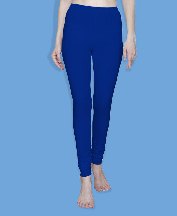 T.T. Women Solid Chudidar Cotton Lycra Cool Leggings -Indigo - Brinjal( Free Size)