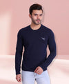HiFlyers Men Round Neck Full Sleeve Solid Dark Blue Tshirt
