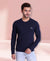 HiFlyers Men Round Neck Full Sleeve Solid Dark Blue Tshirt