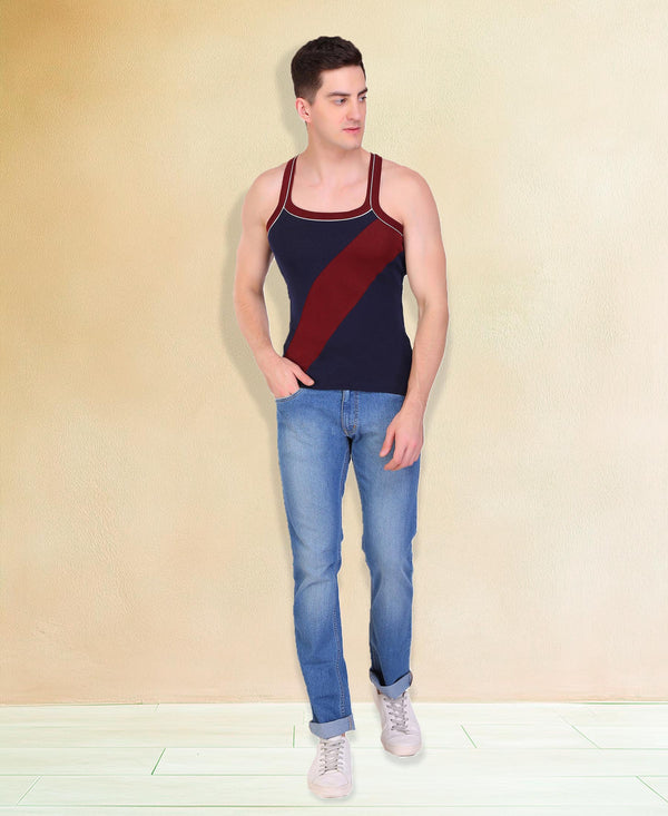 T.T. Men DesignerGym Vest Pack Of 3 Red-Black -Grey-Navy -Navy-Maroon